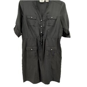 ECI New York Size 12 Womens Black Dress 4 Pocket Sheath Drawstring‎